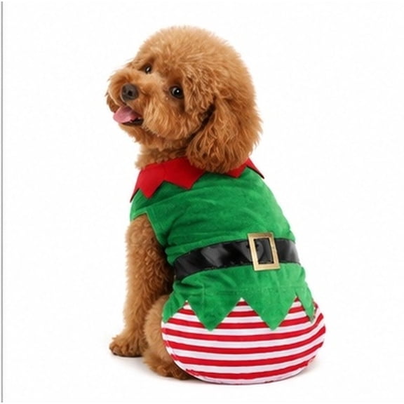 RENACLIPY Elf Costume for Dogs Green Plush Funny Dog Outfits 1Pack