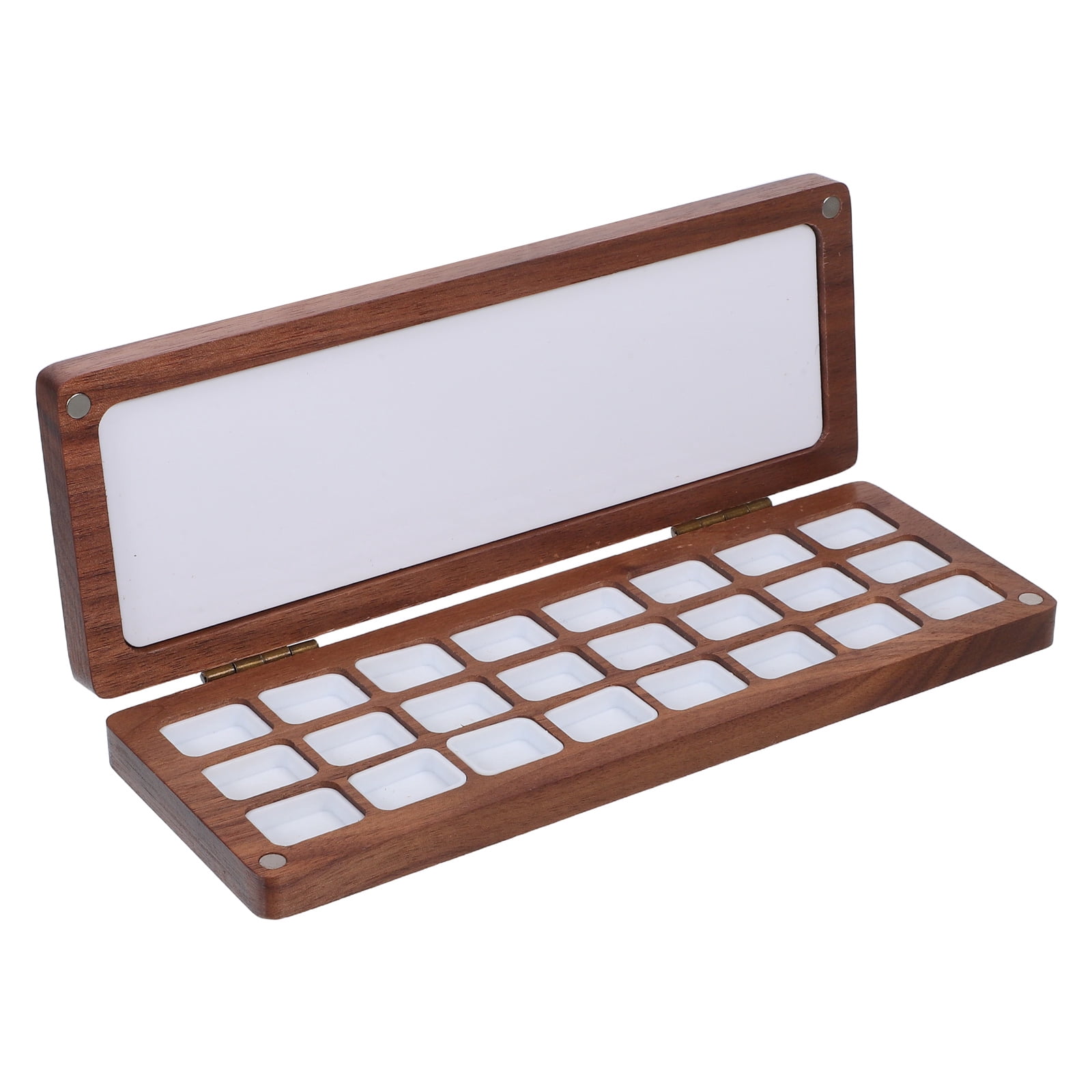 RENACLIPY Portable Coffee Wood Watercolor Palette Case with Cover for Travel
