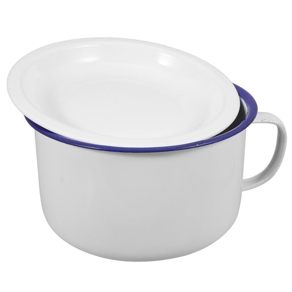 RENACLIPY White Enamel Retro Soup Bowls Set for Home Gatherings, Vintage Style Dinnerware, 1 Set