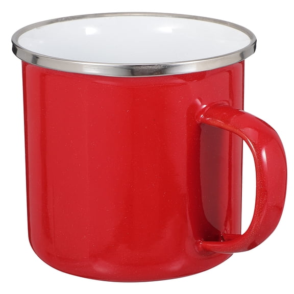 RENACLIPY Red Vintage Enamel Coffee Cup with Handle for Office and Camping