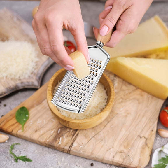 RENACLIPY Stainless Steel Kitchen Grater with Ergonomic Wood Handle for Easy and Efficient Food Grating