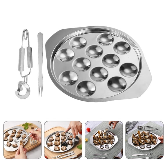 RENACLIPY Stainless Steel Escargot Baking Tray for Octopus and Shellfish Cooking, Non-Stick Grill Pan, 1 Set