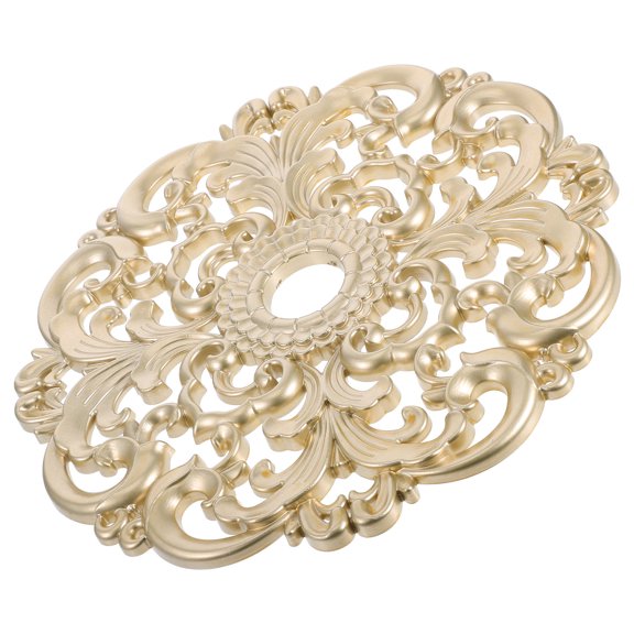 RENACLIPY Golden Plastic Ceiling Medallion with Artistic Corner Flowers for Bedroom and Dining Room