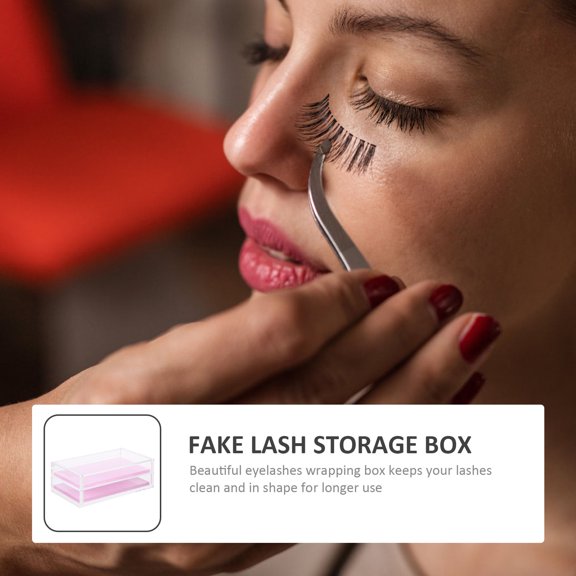 RENACLIPY Acrylic Eyelash Organizer Box in Pink for Durable False Lash Storage