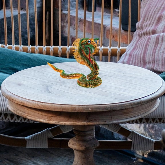 RENACLIPY Handmade Green Aluminum Snake Sculpture for Office and Home Decoration, Unique Desk Ornament with Detailed Craftsmanship