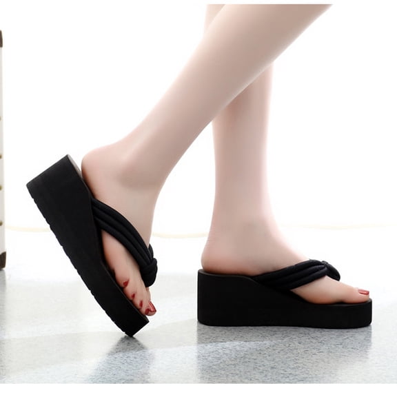 RENACLIPY Fashion Flops High Heel Comfortable Arch Support for Party Use Black