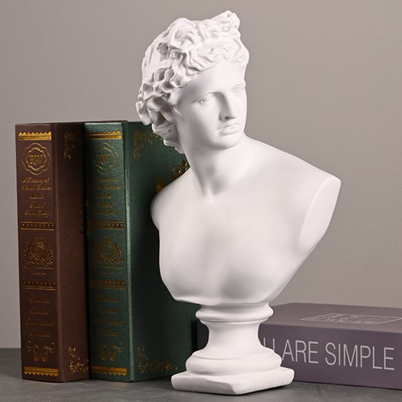 RENACLIPY White Resin David Statue Adornment Desktop Ornament with Elegant Plaster Sculpture Design for Home Decor