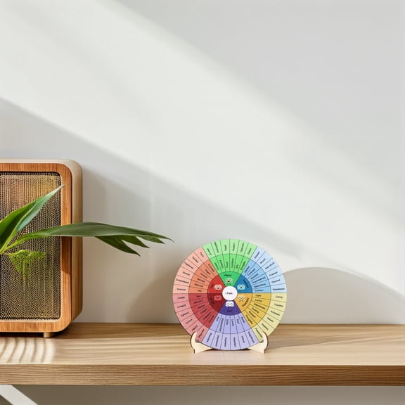 RENACLIPY Emotion Wheel Chart with Stand Assorted Color Design Clear Text for Office and Home