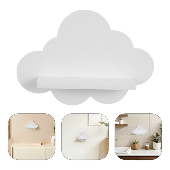 RENACLIPY Floating Plastic Cloud Shaped Wall Shelf with No Drill Installation for Versatile Storage