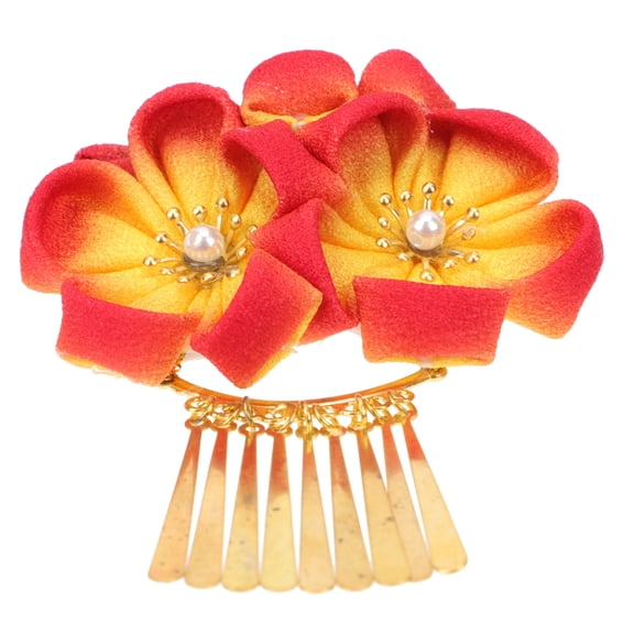 RENACLIPY Decorative Orange Flower Hairpin with Cloth Material for Pageants