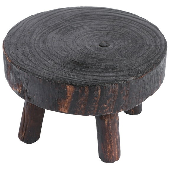 RENACLIPY Round Wooden Plant Stand Black Wood Riser for Stylish Home Storage and Display