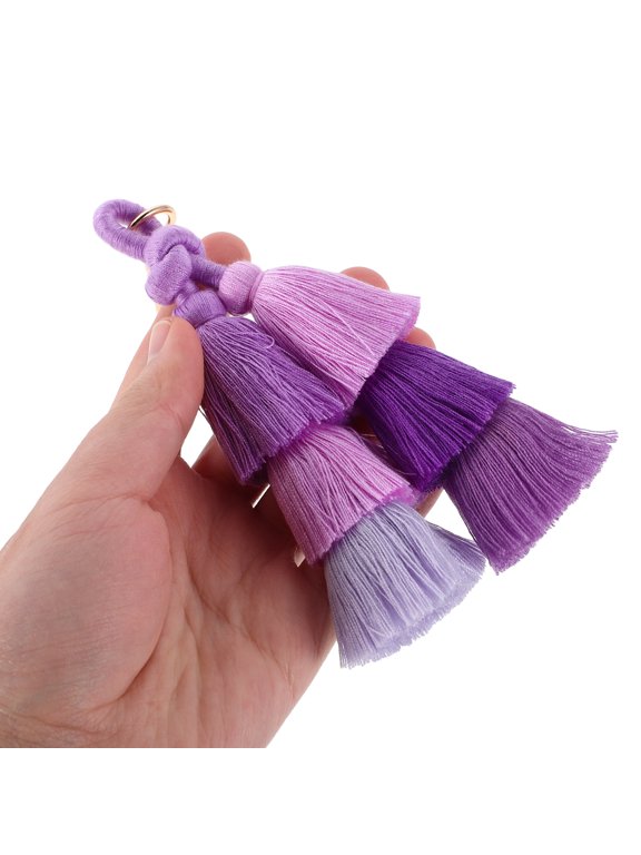 Fringe Purse Charms Tassel Keychain Purple 1Set For Women Car Key Everyday Use