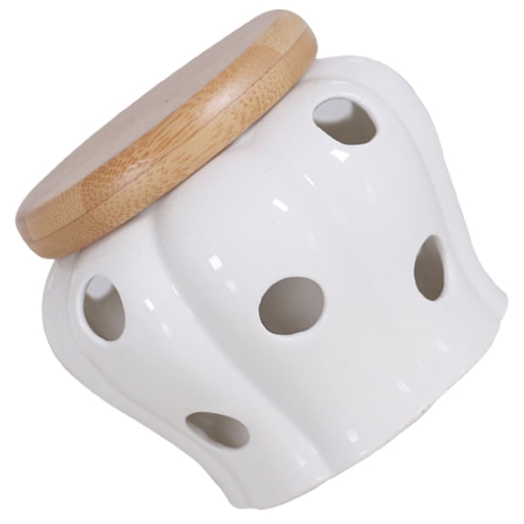 RENACLIPY Ventilated Ceramic Garlic Holder for Kitchen Countertop Storage and Freshness