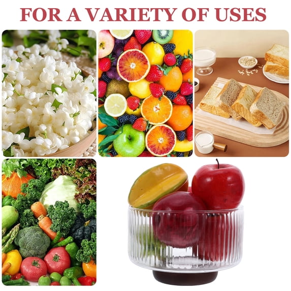 RENACLIPY Elegant Glass Fruit Bowl with Vertical Stripes, Transparent Multi-Color Decorative Bowl for Home and Kitchen Use