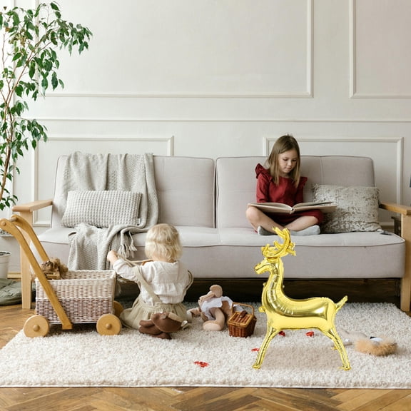 RENACLIPY Christmas Aluminum Film Deer Balloon Realistic Golden Reindeer Decor