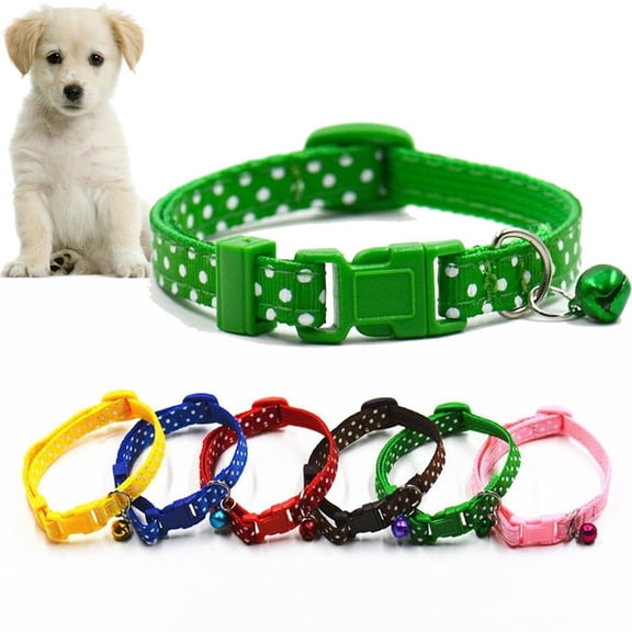RENACLIPY Green Dog Bell Collar Polka Dots Comfortable Lightweight Design for Pets Use