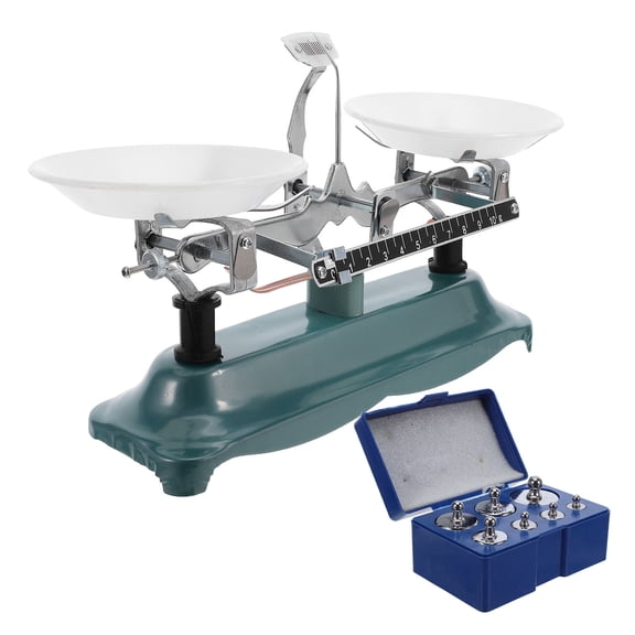 RENACLIPY Green Table Balance Scale with Calibration Weights for Physics and Chemistry Lab Use