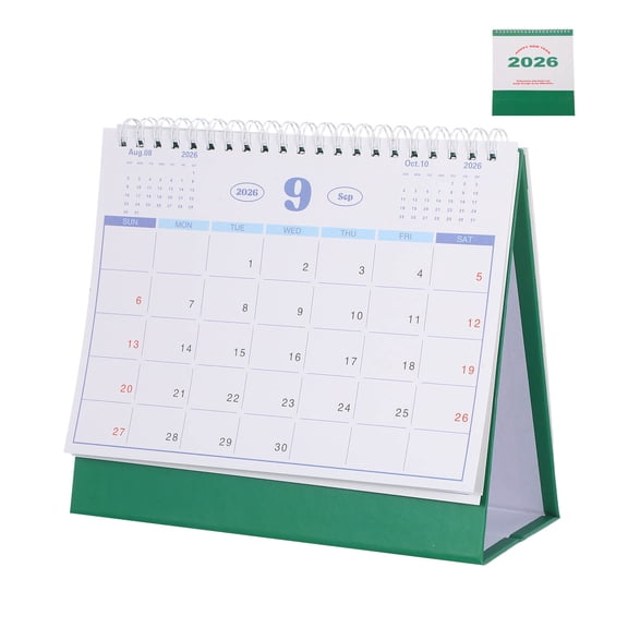 RENACLIPY Green Standing Desk Calendar 2026 Yearly Planner for Educators and Office Use One Set