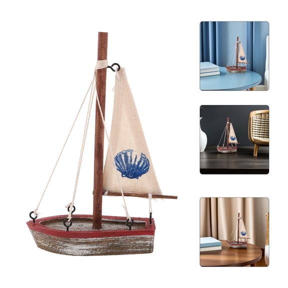 RENACLIPY Handcrafted Wooden Boat Model Assorted Color Nautical Wedding Table Decor