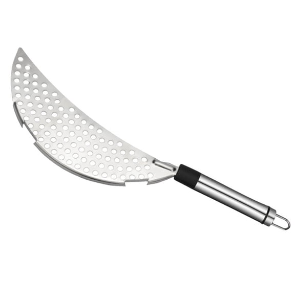 RENACLIPY Plated Stainless Steel Pan Strainer with Design, Fits Most Pots and Pans for Kitchen Use