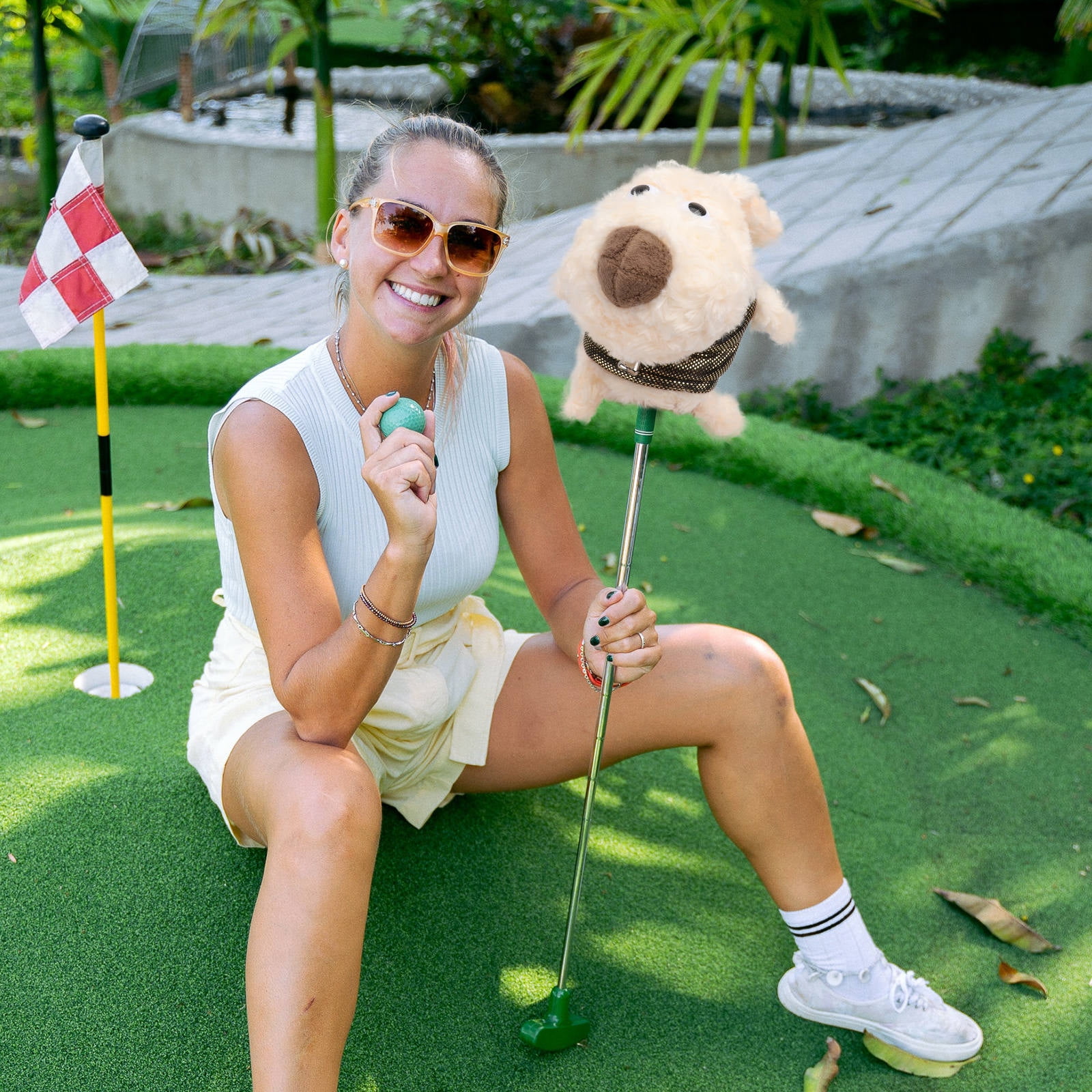 RENACLIPY Plush Beige Golf Headcover Protective Sleeve for Woods and Drivers, 1 Piece Cover