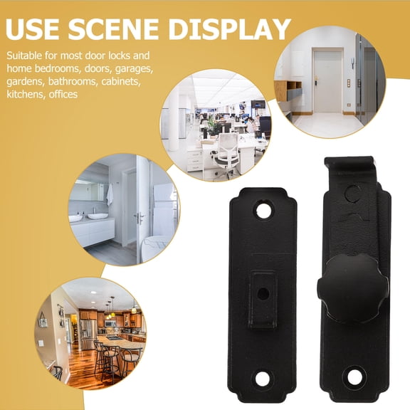 RENACLIPY Heavy Duty Black Metal Sliding Door Lock Latch for Bathroom, Closet, Cabinet Security and Access Control