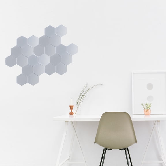RENACLIPY Hexagon Mirror Wall Tiles Acrylic Silver 12Pcs