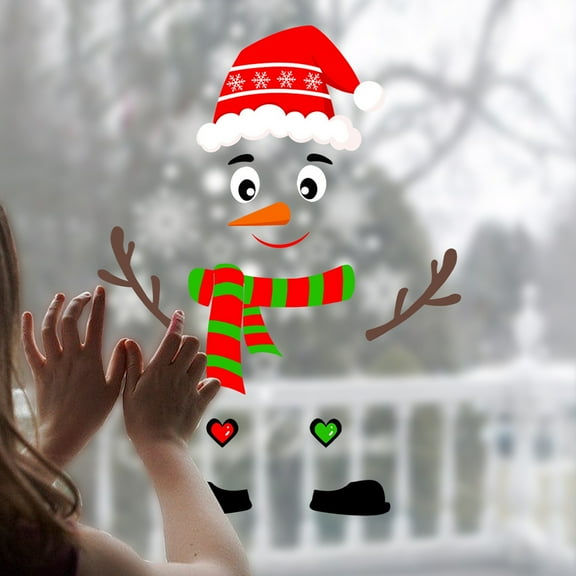 RENACLIPY Snowman Face Decals PVC Christmas Wall Stickers Assorted Color Versatile Application DIY Design