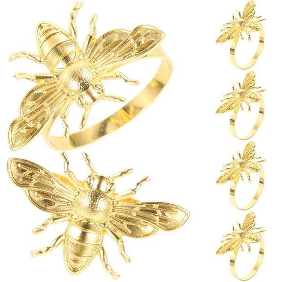 RENACLIPY Honey Bee Decor Golden 6Pcs Bee Shaped Alloy for Christmas Home Dining