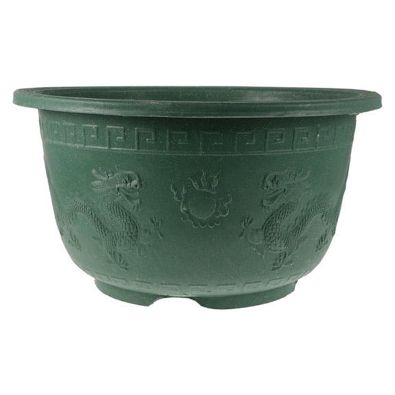 RENACLIPY Dark Green Hydroponic Plant Pot with Dragon Pattern, Plastic Container for Indoor and Outdoor Gardening