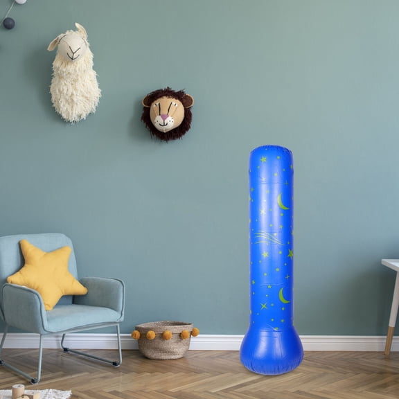 RENACLIPY Inflatable Boxing Column with Stand Blue PVC Fitness Punching Tumbler for Exercise