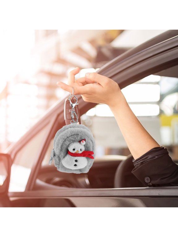Women's Keychain Wallet with Adorable Snowman Plush Charm, Assorted Colors, 1 Piece - Perfect Back to School Accessory