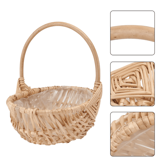 RENACLIPY Natural Rattan Flower Basket Khaki Woven Design for Fresh Flower and Decorative Grass