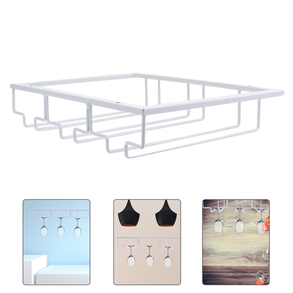 RENACLIPY Kitchen Glass Hanging Rack 30x22 5in Silver For Counter Top 1Pack