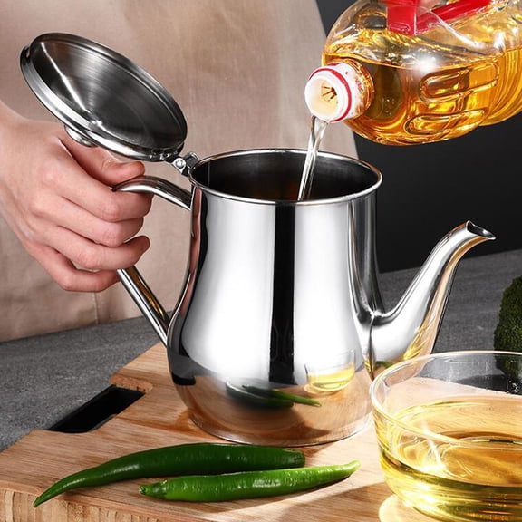 RENACLIPY Kitchen Grease Container with Metal Strainer and Large Handle for Safe Oil Recycling