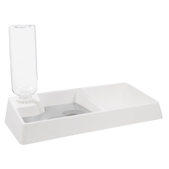 RENACLIPY Automatic Dual Pet Feeder Bowl with Water Dispenser White Spillproof Design