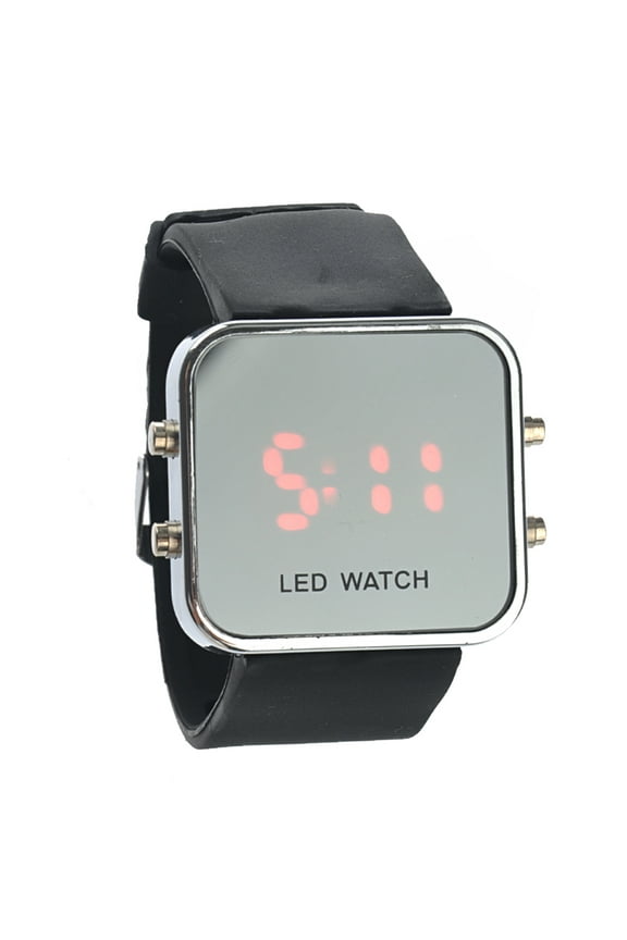 Unisex Digital Watch Wrist Watch Black Glass Mirror Function 1Pack