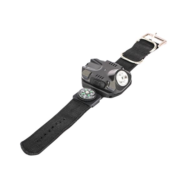 RENACLIPY LED Torch Wrist Light Watch with Compass Black Outdoor Multifunctional Flashlight for Camping Hiking Running