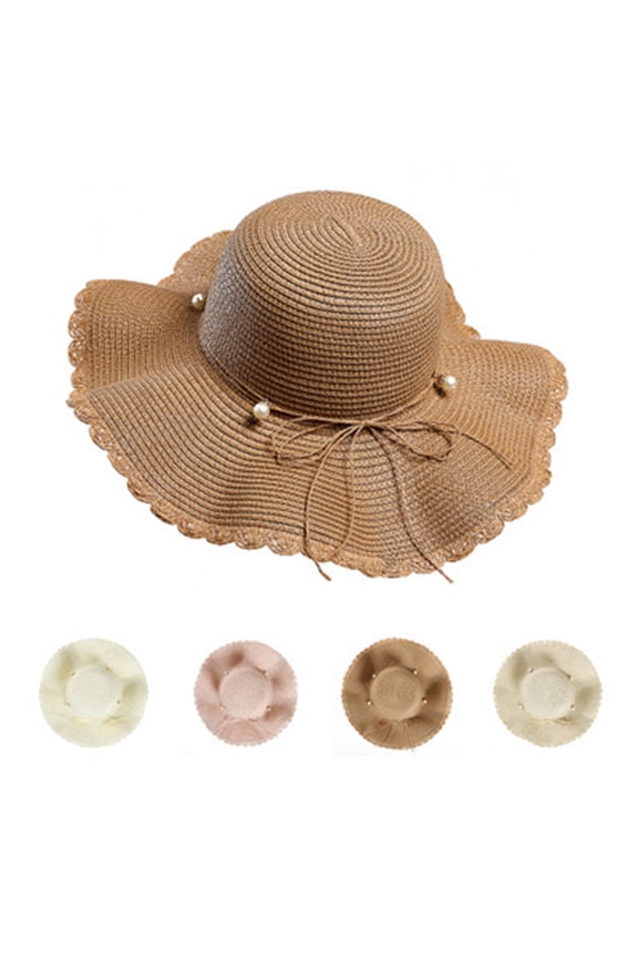 Ladies Beach Hat Paper Straw Wide Brim Sun Hat for Outdoor Activities and Travel