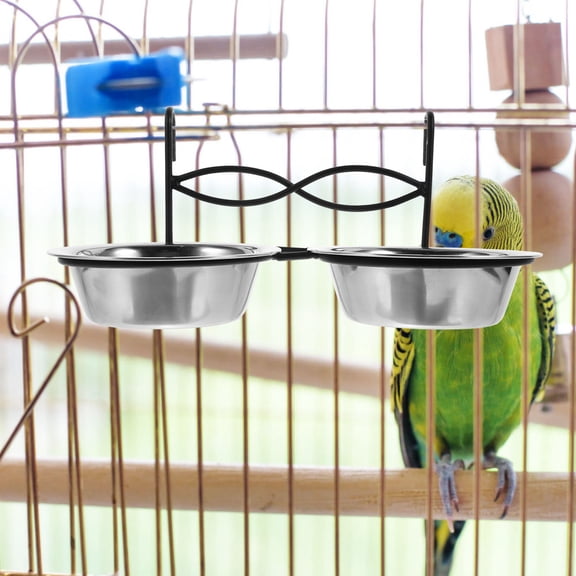 RENACLIPY Stainless Steel Hanging Bird Feeder Bowl with Large Capacity and for Pet Cage Feeding