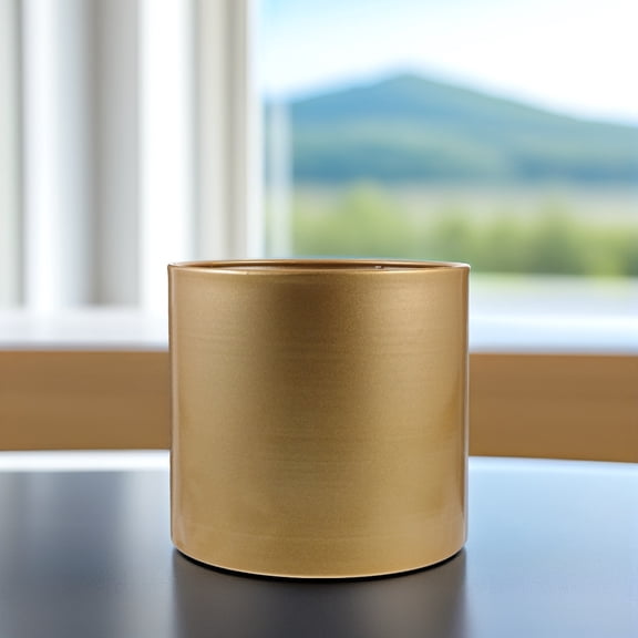 RENACLIPY Large Gold Metal Plant Pot Iron Modern Shape 1Pack for Home Decoration