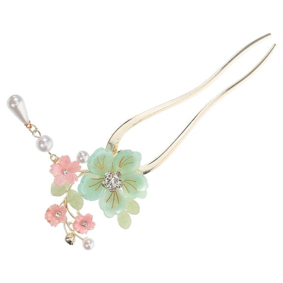 RENACLIPY Lightweight Green Hanfu Hair Stick with Retro Flower for Party and Dance