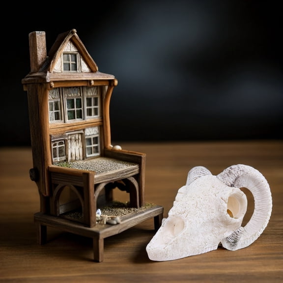 RENACLIPY Reptile Hideaway House Bull Skull Shape PVC Accessories 1Pack