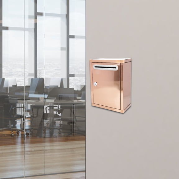 RENACLIPY Metal Mailbox in Golden Color with Lock for Letters Office and School Use