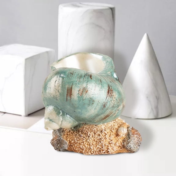 RENACLIPY Marine Style Resin Conch Shell Sculpture Coastal Decor for Tabletop and Shelf Display