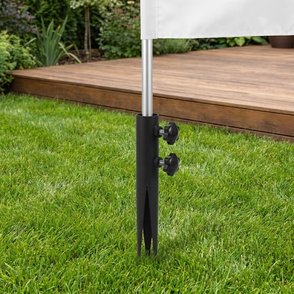 RENACLIPY Matte Black Garden Flag Holder Stake for Cemetery and Memorial Flagpole Ground Mount