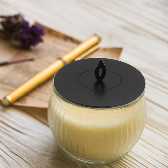 RENACLIPY Metal Candle Lid Topper with Dust Shield and Snuffer for Black Candle Jars