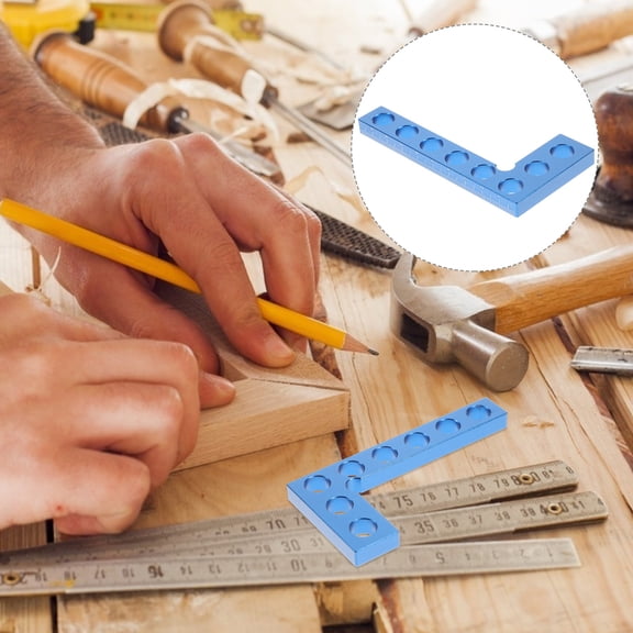RENACLIPY Metal Square Measuring Tool Aluminum Alloy Blue 1Pack for Carpenters