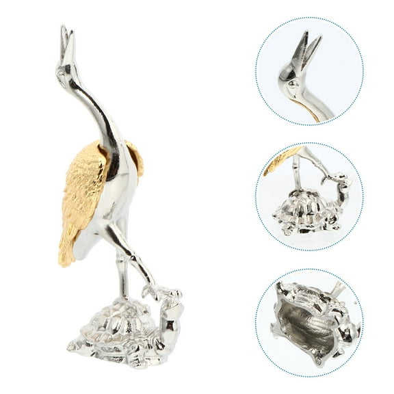 RENACLIPY Metal Yard Art Mini Crane Ornament, Decorative Garden Sculpture, Classical Style Outdoor Decor