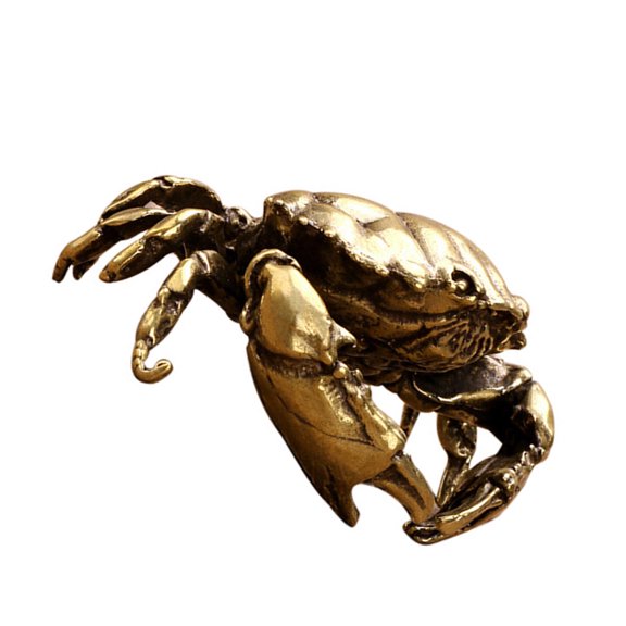 RENACLIPY 1Pc Golden Brass Crab Craft Sturdy Table Ornament Decorative Sculpture for Office